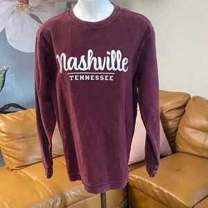 Unisex Burgundy Nashville Tennessee Ribbed Long Sleeve Shirt size Small EUC